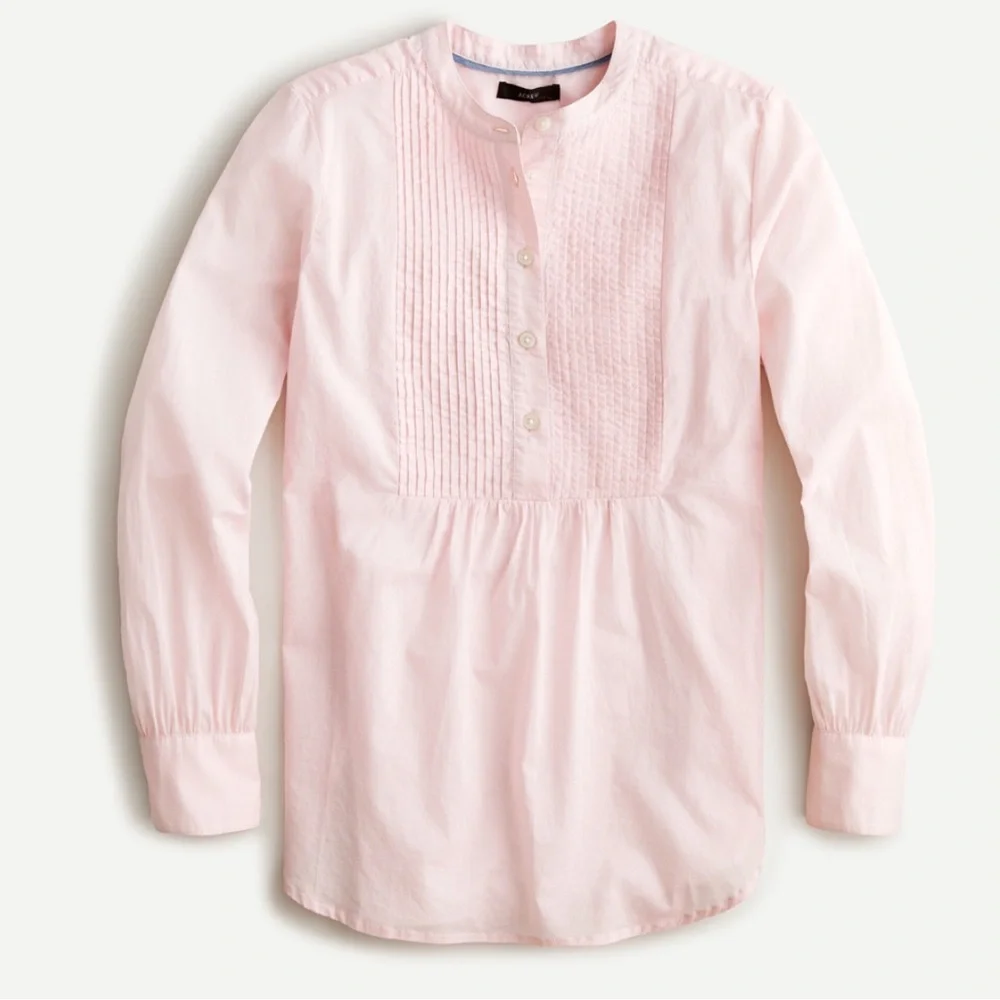 J. Crew Light Pink Pintuck Popover Blouse